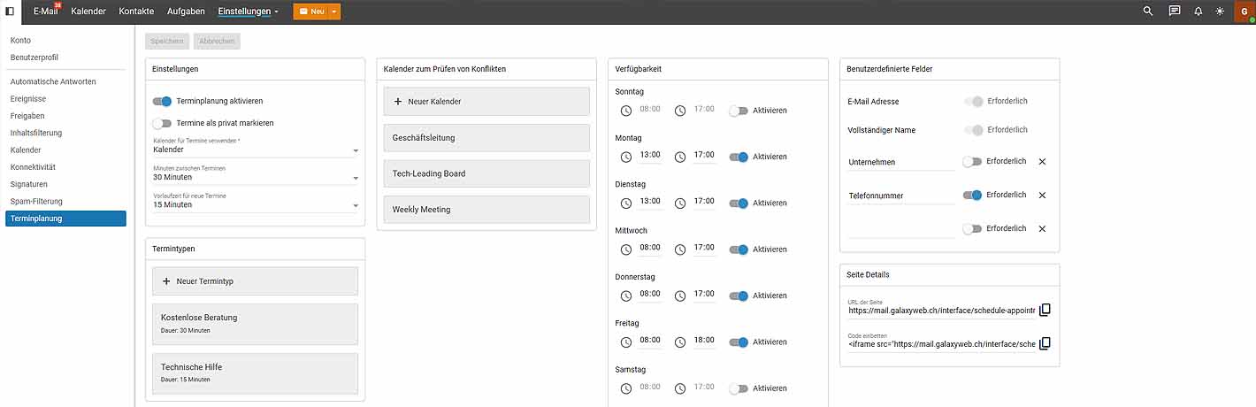 Business-Mail Terminplanung
