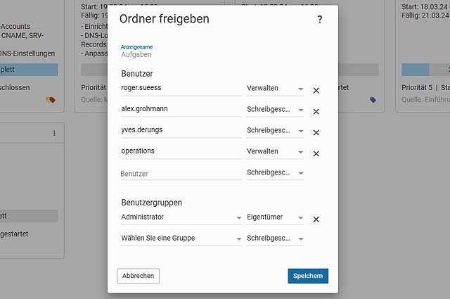 Granulare Berechtigungen vergeben