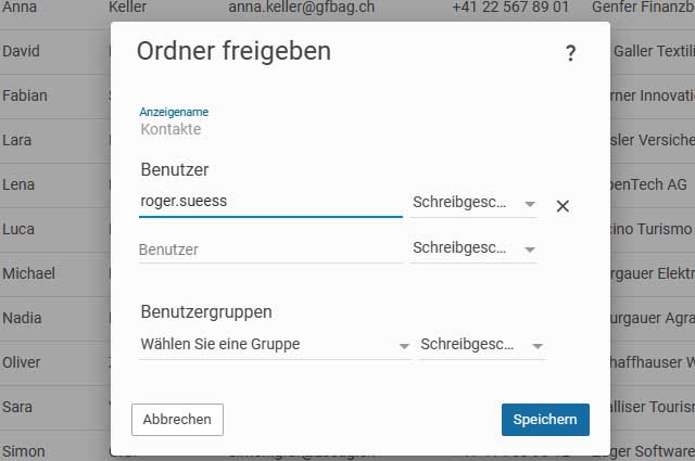 Kontakt Freigabe