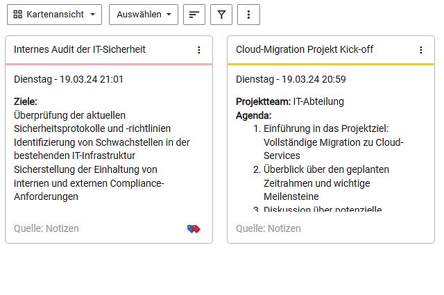 Notizen Kartenansicht