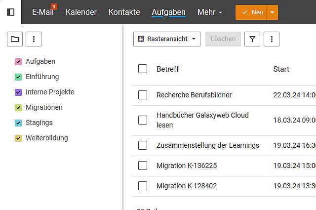 Aufgaben Rasteransicht